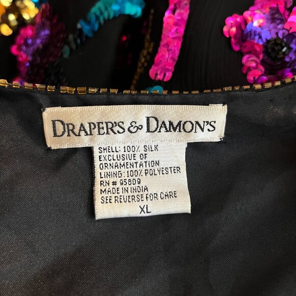 Vintage Drapers & Damons Size XL Silk Jacket Sequins Beading Fancy - Picture 2 of 15